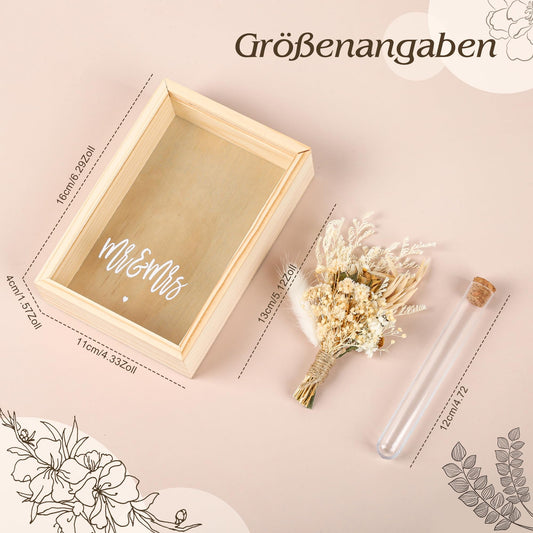 Wedding money gift - Mr & Mrs gift box with dried flowers & test tube - Wedding gift for the bridal couple - Creative money gifts for weddings - Wooden box as a keepsake