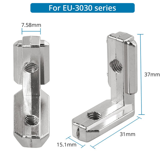 AUTOUTLET 20x T-Slot T-Nut Inside Corner, Aluminum Profile 3030 Slot 8 M6 Outside Corner Zinc Alloy Clamps 90° L-Shape Inside Corner Connector Interior Connection Angle Corner Connector with Screws