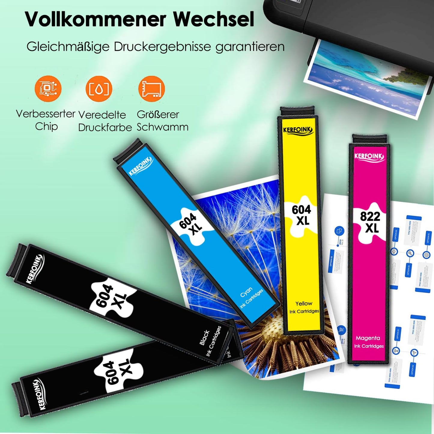 604XL Multipack compatible ink cartridges for Epson 604 printers, including Expression XP-3200/3205/4200/4205/2200/2205 and Workforce WF-2910/2930/2935/2950. This 10-pack offers quality prints at a great value.