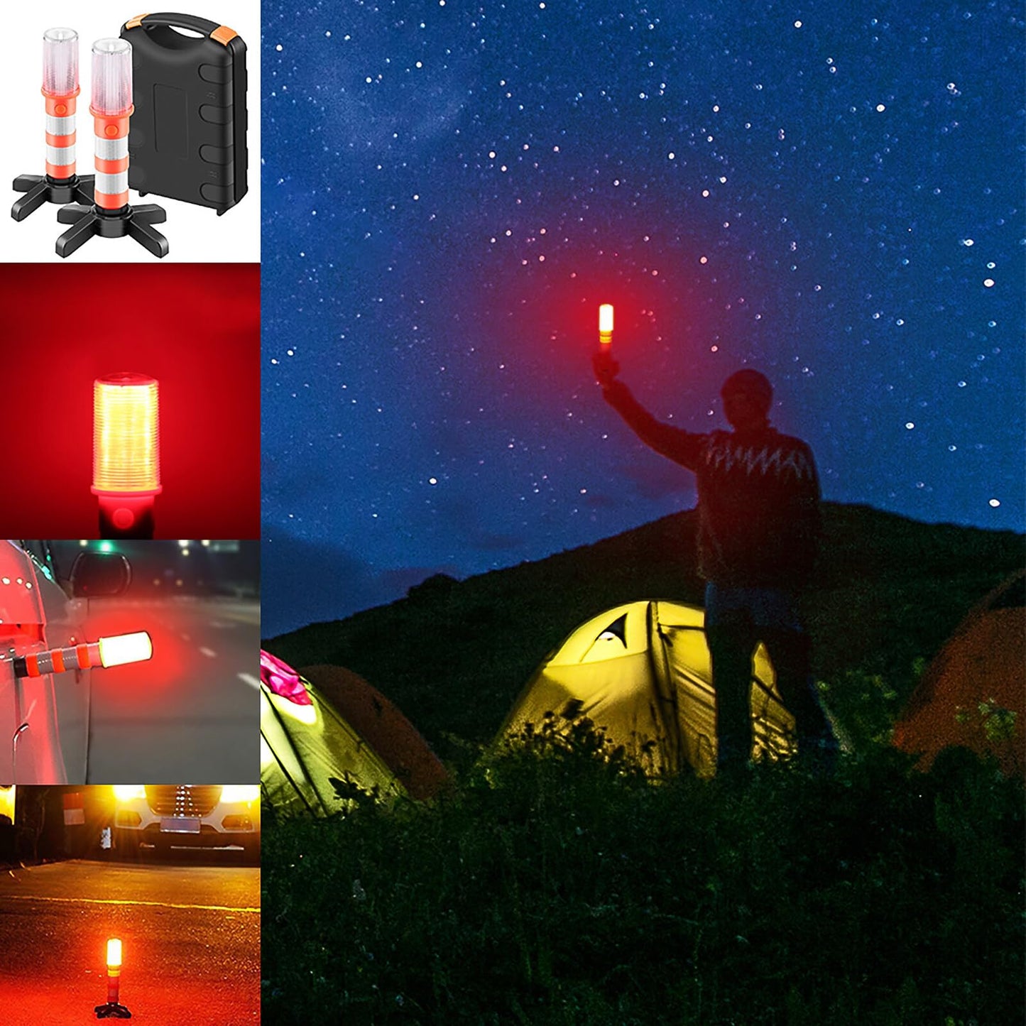 COFEMY LED Emergency Flares Set - Red light for highway road safety light camping lamp alternative to safety triangle LED emergency, 2 lights (1)