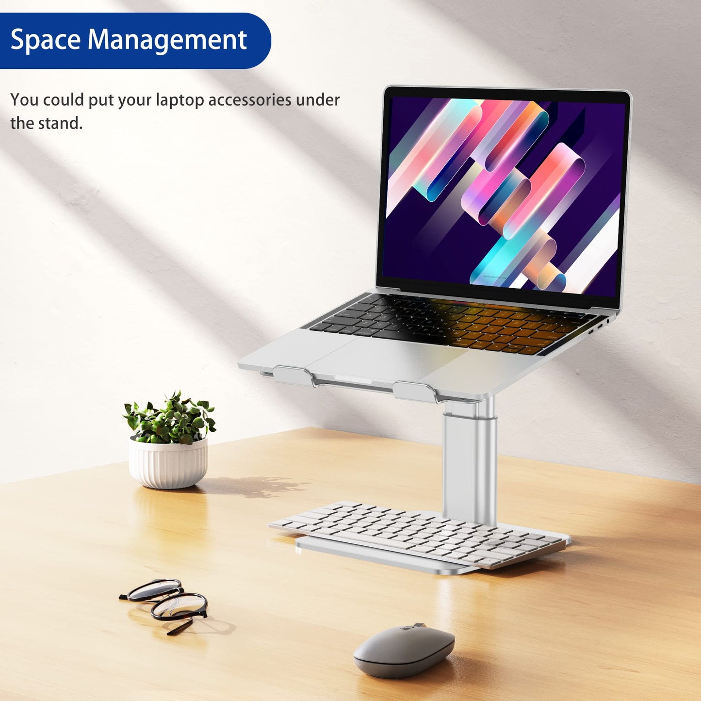 BESIGN LSX6N Laptop Stand, Adjustable Ergonomic Notebook Stand, Laptop Stand Compatible with 10-15.6" Laptops, Silver