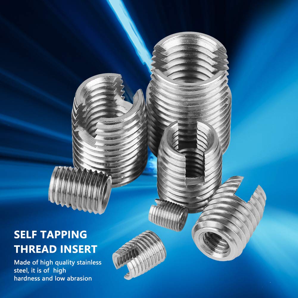 50pcs Threaded Inserts 302 Stainless Steel Internal Thread Self-Tapping Thread Insert Set Thread Strengthening Repair Tool