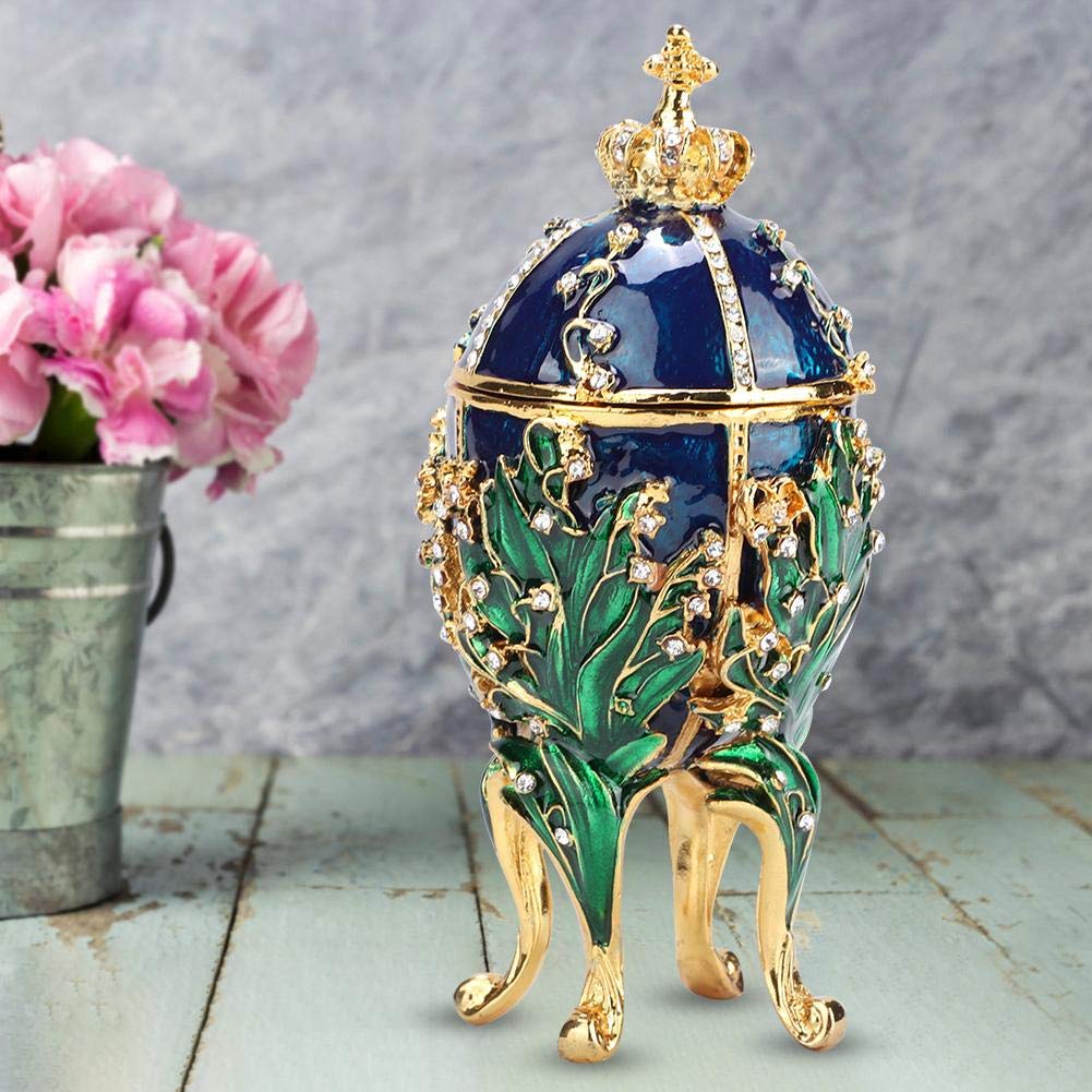 Jewelry box in egg shape, Fabergé egg, Easter egg, Russian craftsmanship, birthday, wedding, Christmas gift for her, girls, ladies, 4 colors (blue).