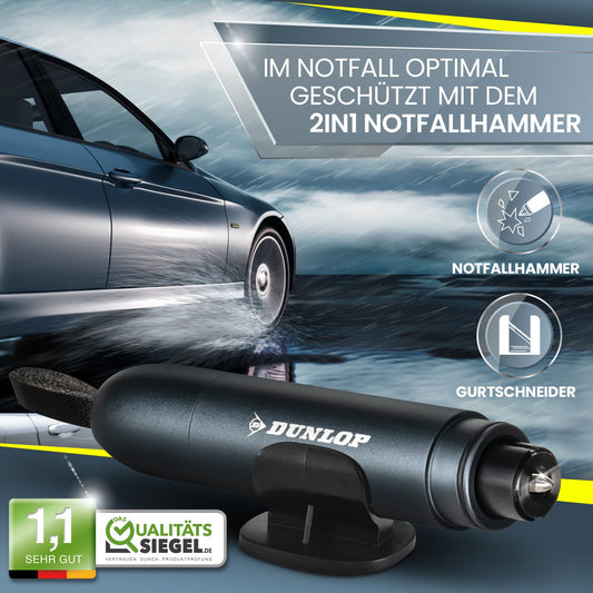 Dunlop Automotive belt cutter emergency hammer brand emergency hammer with test glass for practice - especially destroys composite safety glass of the new car generation - spring-loaded emergency hammer - Emergency CarTool