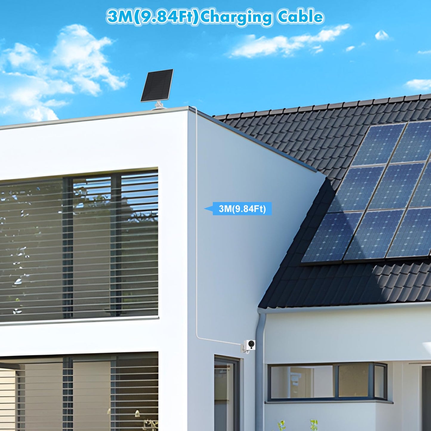 Solar panel for eufy camera, 5W solar panel for Eufy E, 2C/2C Pro, 2/2Pro, E20/E40, Solo, SoloCam spotlight, IP65 waterproof for Eufy with micro-USB connection and (6W white)