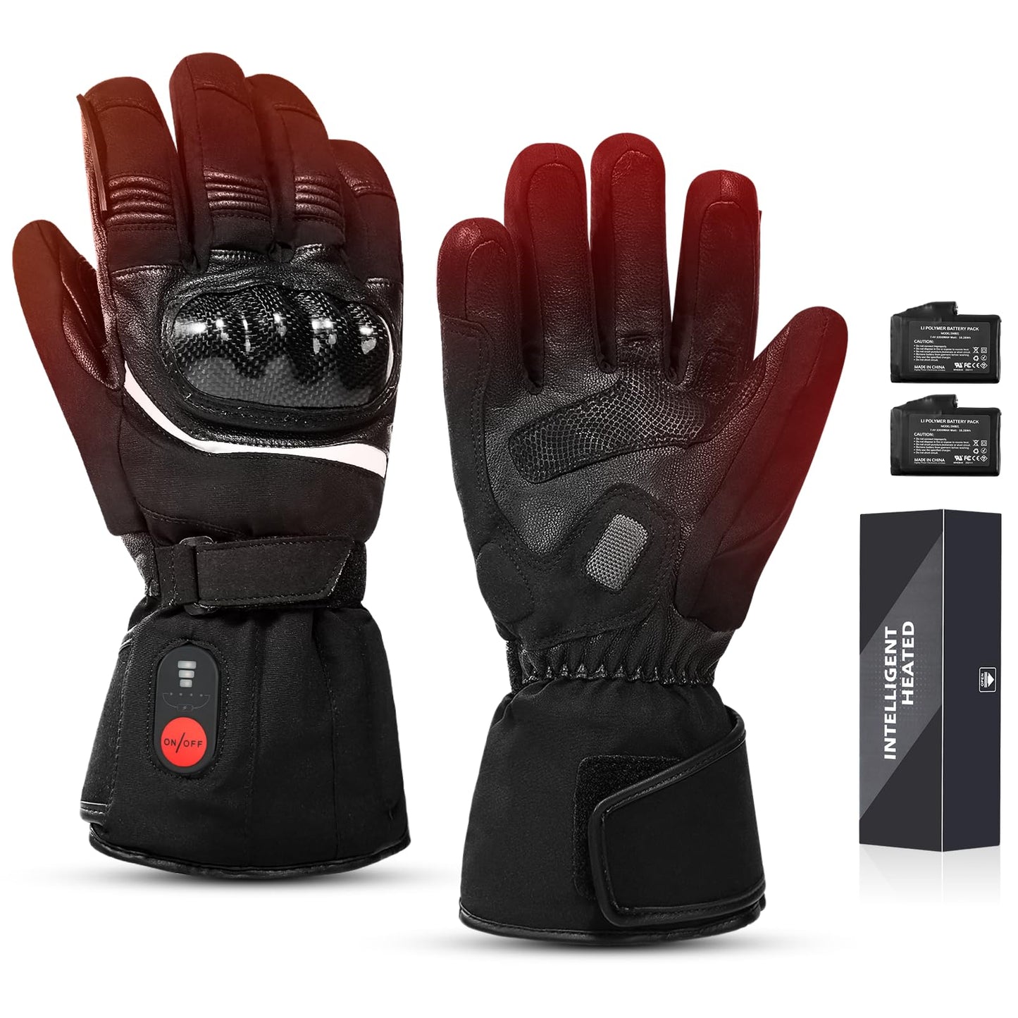 Heated gloves Rechargeable motorcycle gloves Waterproof cycling gloves Men Women Winter gloves for skiing, hunting, fishing, Raynaud's disease, arthritis M Black