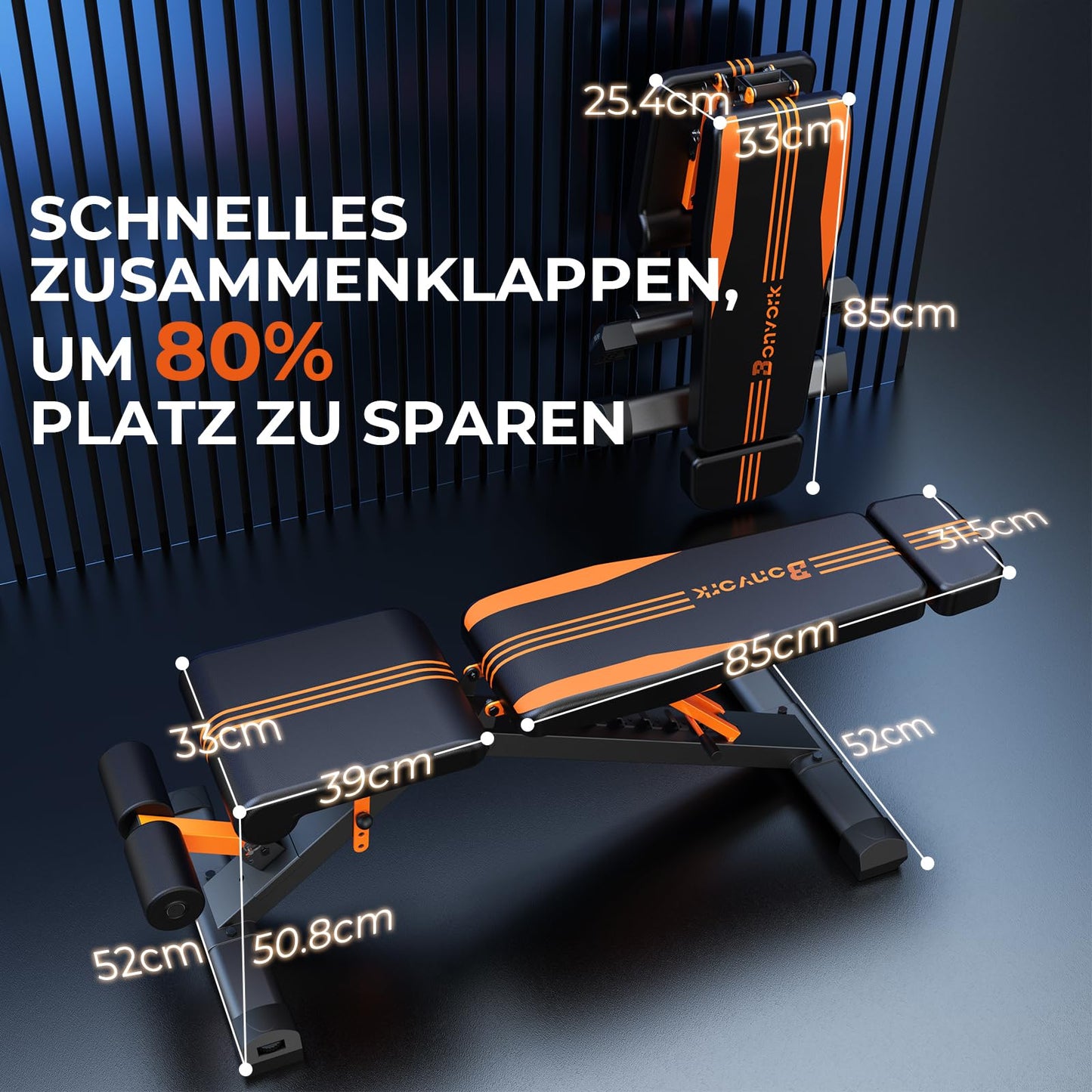 400KG folding weight bench - Bonvork adjustable training bench made of 80*40MM sturdy steel, incline bench for home gym, flat decline bench press for full body workout.