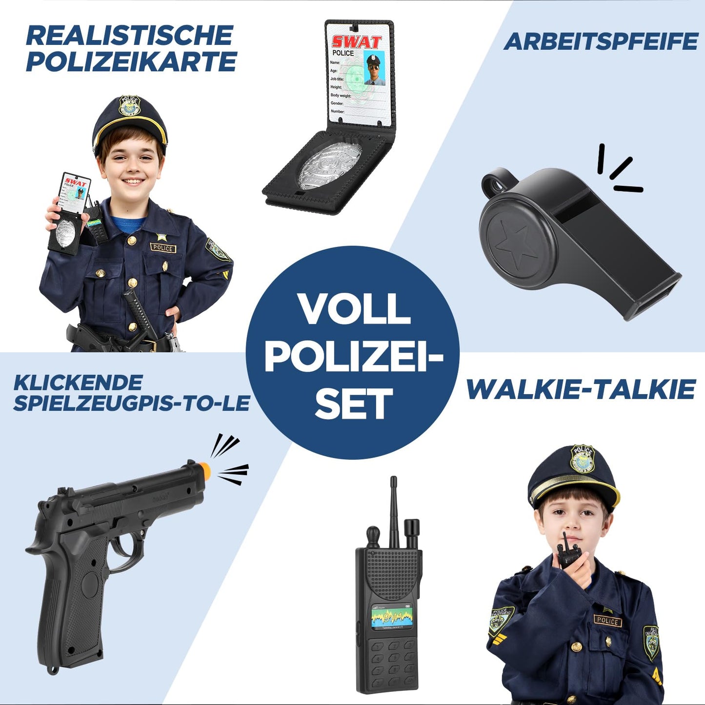 INNOCHEER Police Costume for Kids, Police Costume for Boys, Police Toy for Kids Boys Halloween Carnival (Police Costume for Kids, Medium-(5-7 Year))