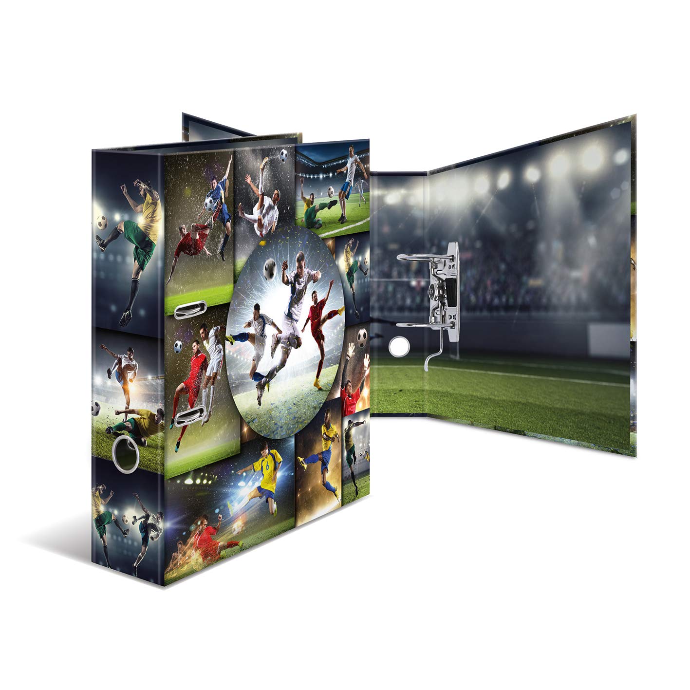 HERMA A4 Football Folder Set, 10 pieces, 7 cm wide, kids ring binder with sports motif, colorful file organizer with inner print for boys and girls