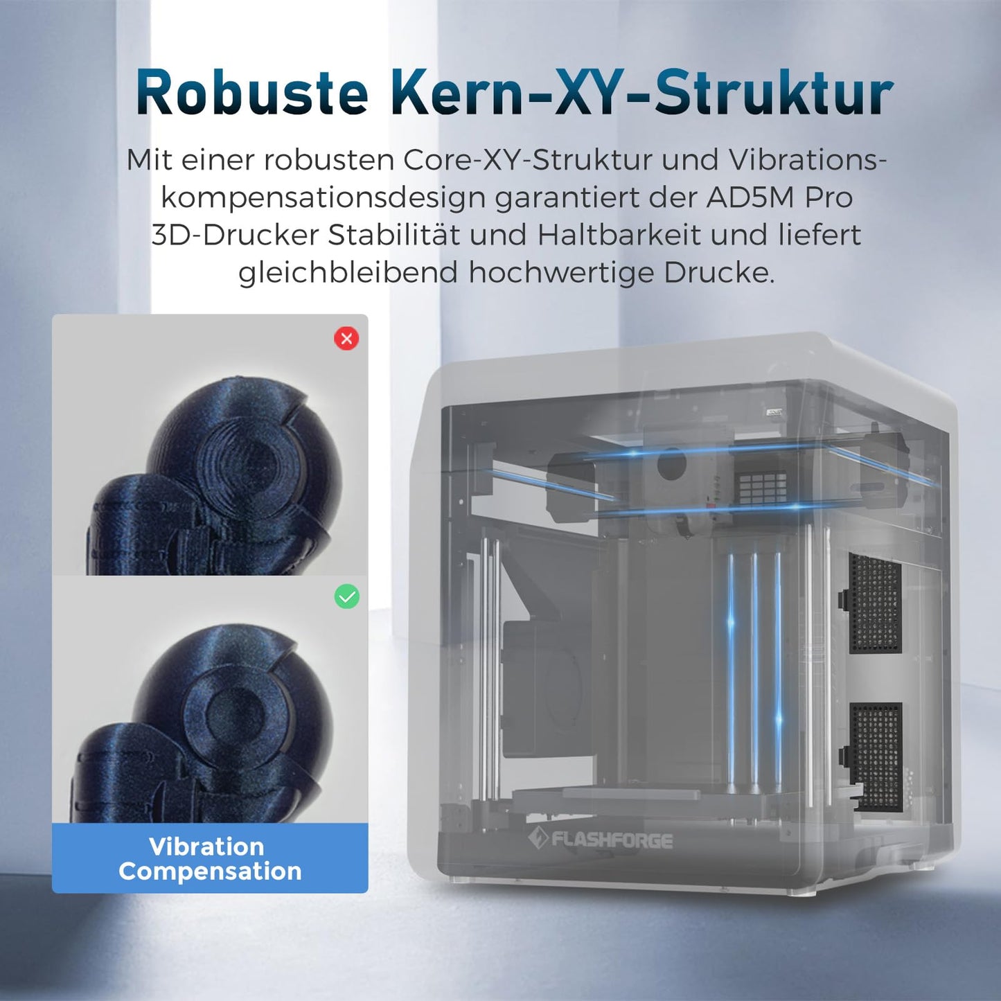 Flashforge Adventurer 5M Pro 600mm/s 3D printer with auto-calibration - Quick-change nozzle + PEI plate - 220x220x220mm build volume for model making/prototyping.