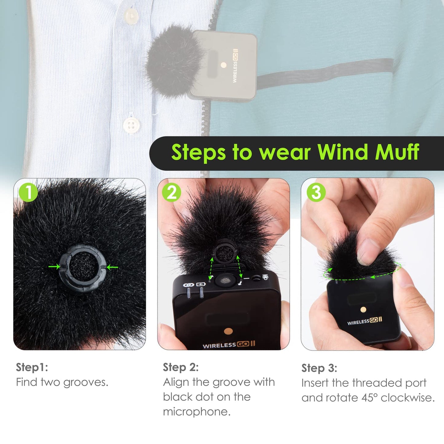 Interview Go Handheld Adapter for Rode Wireless Go 2, handheld adapter with 2 wind muffs compatible for Rode Wireless Go II by YOUSHARES.