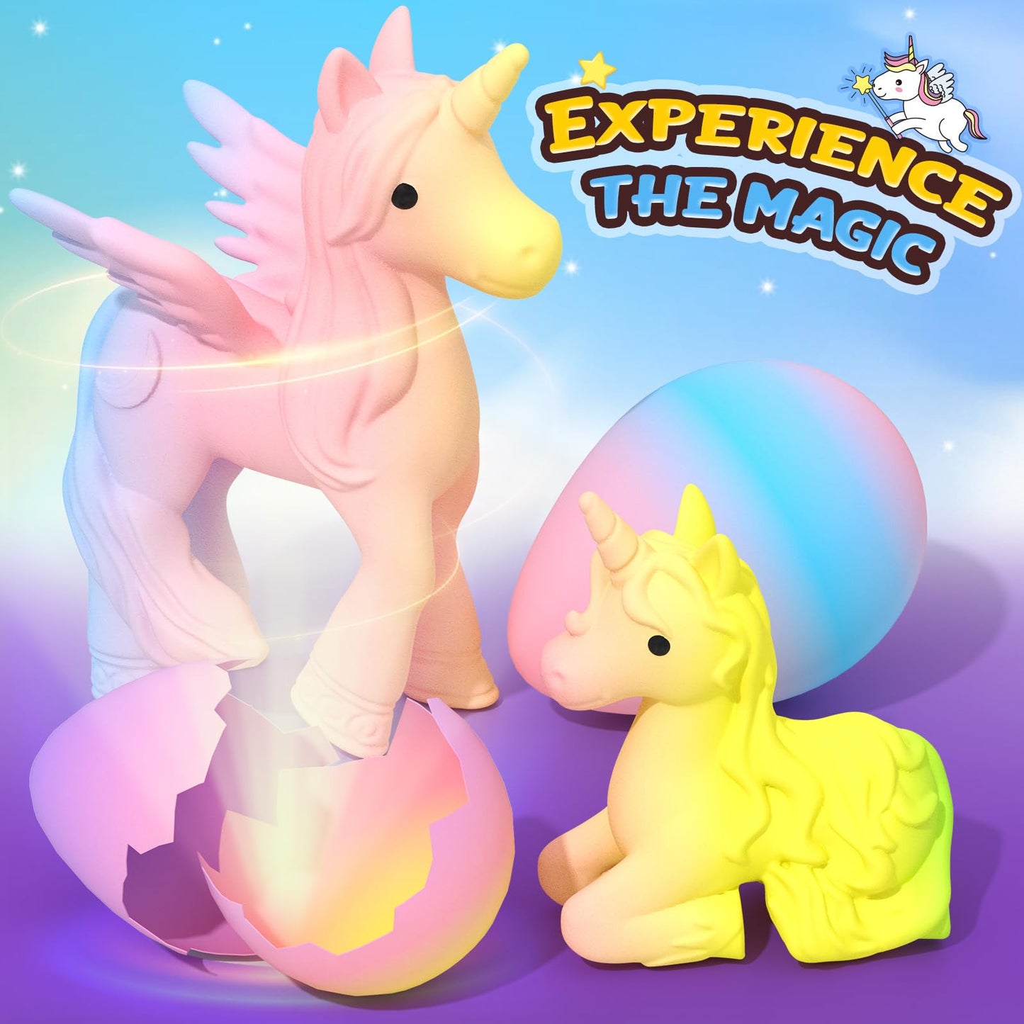 Unicorn Hatches Rainbow Eggs for Kids - 6-Pack Unicorn Gifts for Girls & Boys, Birthday and Easter Gifts for Kids 3 and Up - Girl Gifts for 3 4 5 6 7 8 Years