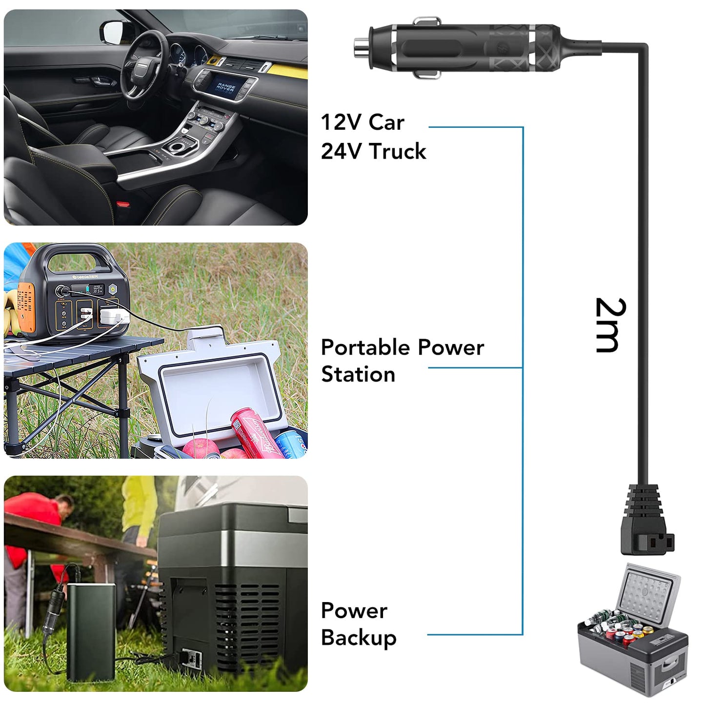 KFD 12V cable for Dometic, Waeco cooler CF CDF compressor replacement cable Mobicool FR40 MCF40 DC 12V plug car fridge connection cable car power supply Alpicool C15 freezer extension cable.