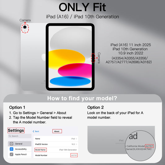 JETech case for iPad (A16) 11th/10th Generation (2025/2022) with pencil holder, thin folio stand tablet cover, multi-angle viewing (navy)