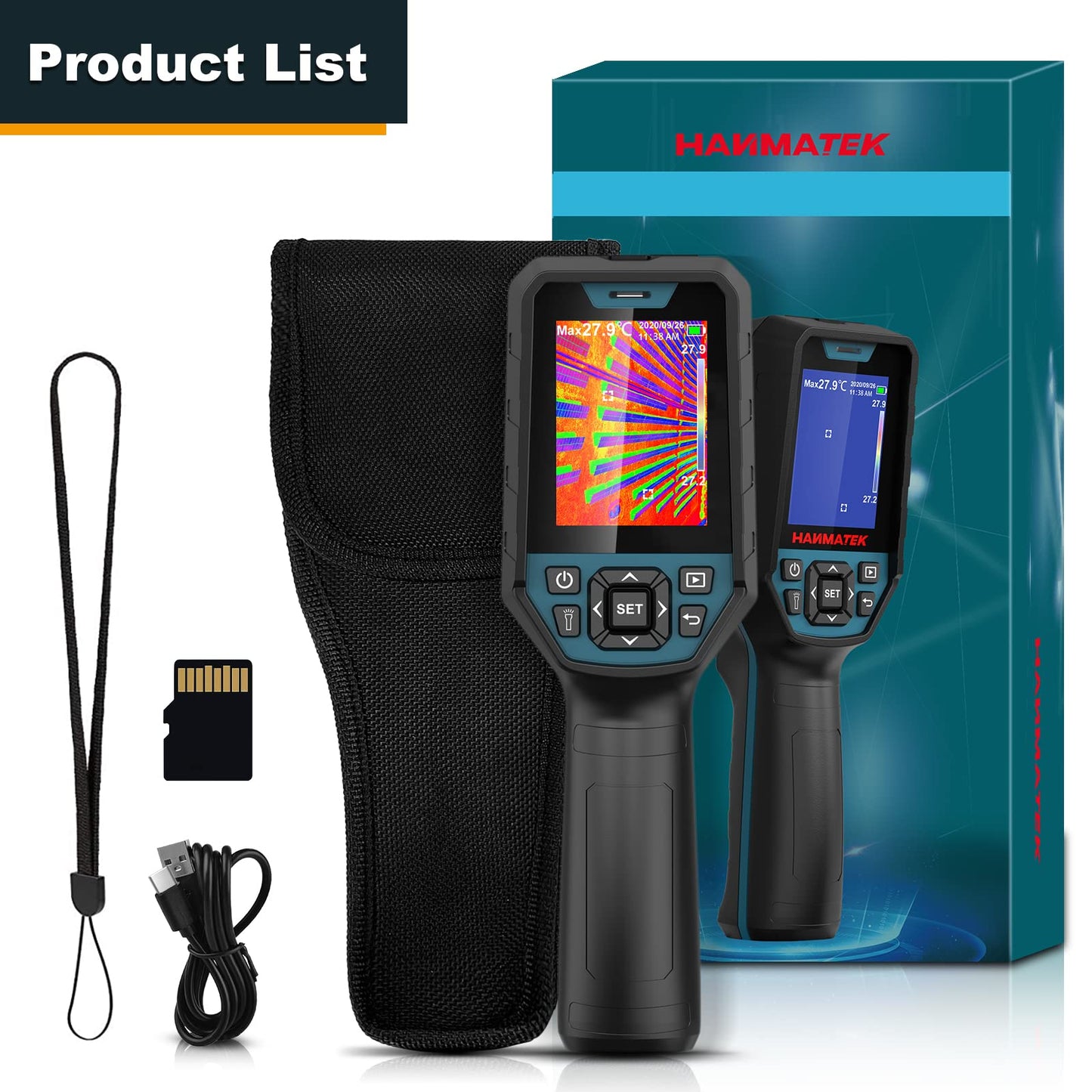 Infrared thermal imaging camera HANMATEK Ti120, resolution of 120 x 90 pixels, temperature range -20°C to +400°C, Professional thermal imaging camera ± 2% accuracy of the measurement value.