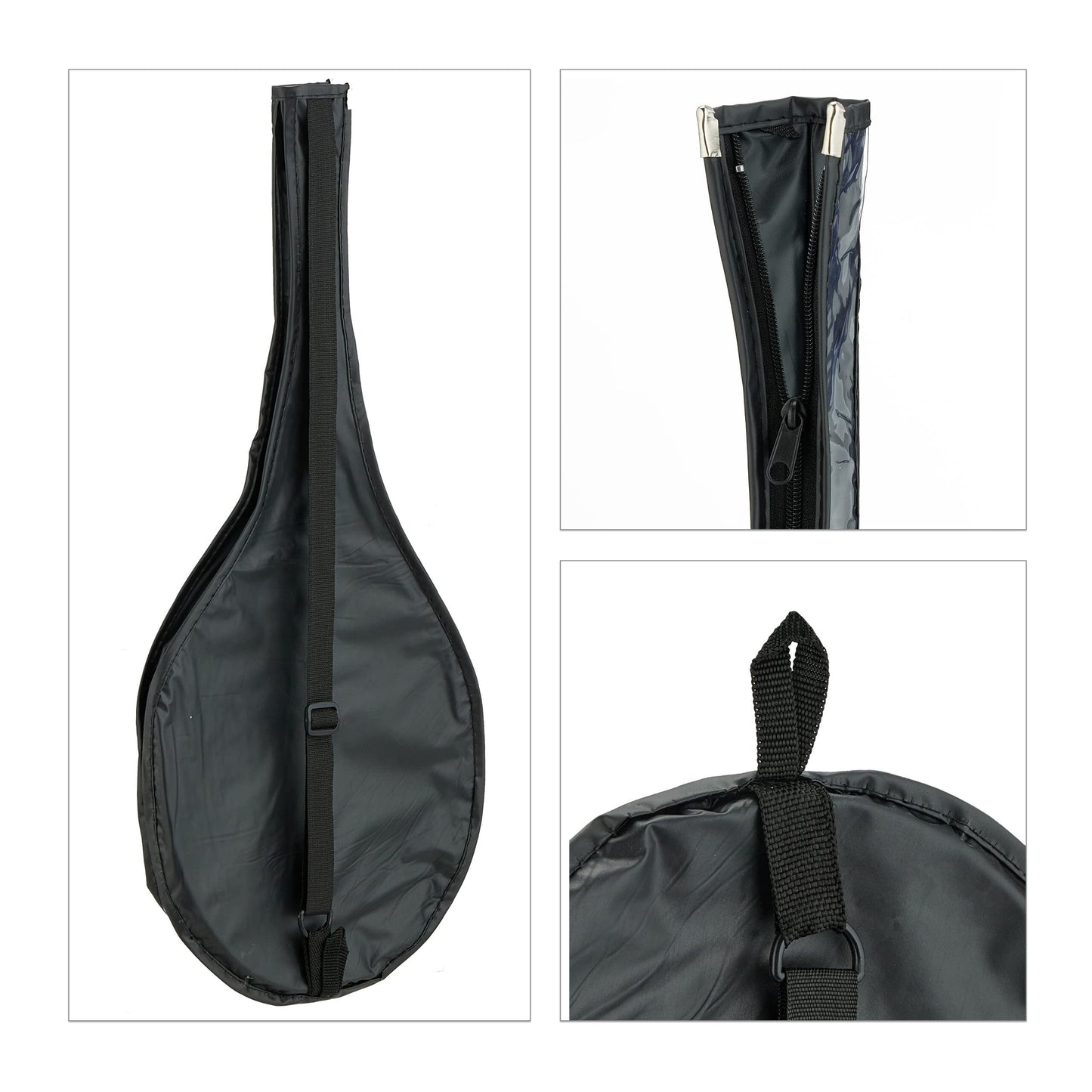 Relaxdays Badminton set with bag, 2 rackets, 10 shuttlecocks, shuttlecock game for children & adults, black/white