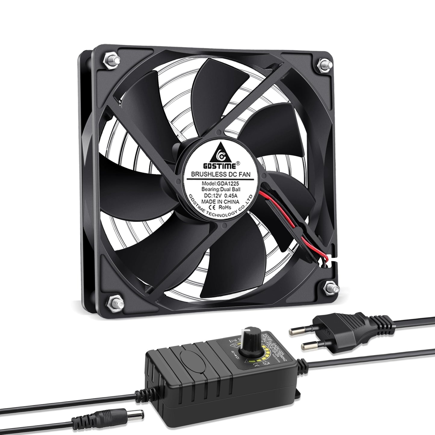 GDSTIME 120mm PC fan 230V 120mm x 25mm Computer fan Dual ball bearings with 4V -12V speed control 3000 RPM 120 x 25 220V PC fan for laptop router cabinet workstation server