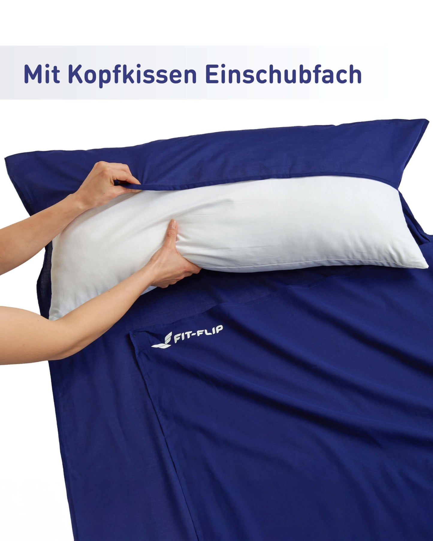 Fit-Flip Hut Sleeping Bag Ultra Light, Microfiber Sleeping Bag Inlay with extra pillow pocket, Inlet Sleeping Bag silky soft, Travel Sleeping Bag as well as Inner Sleeping Bag, Royal Blue