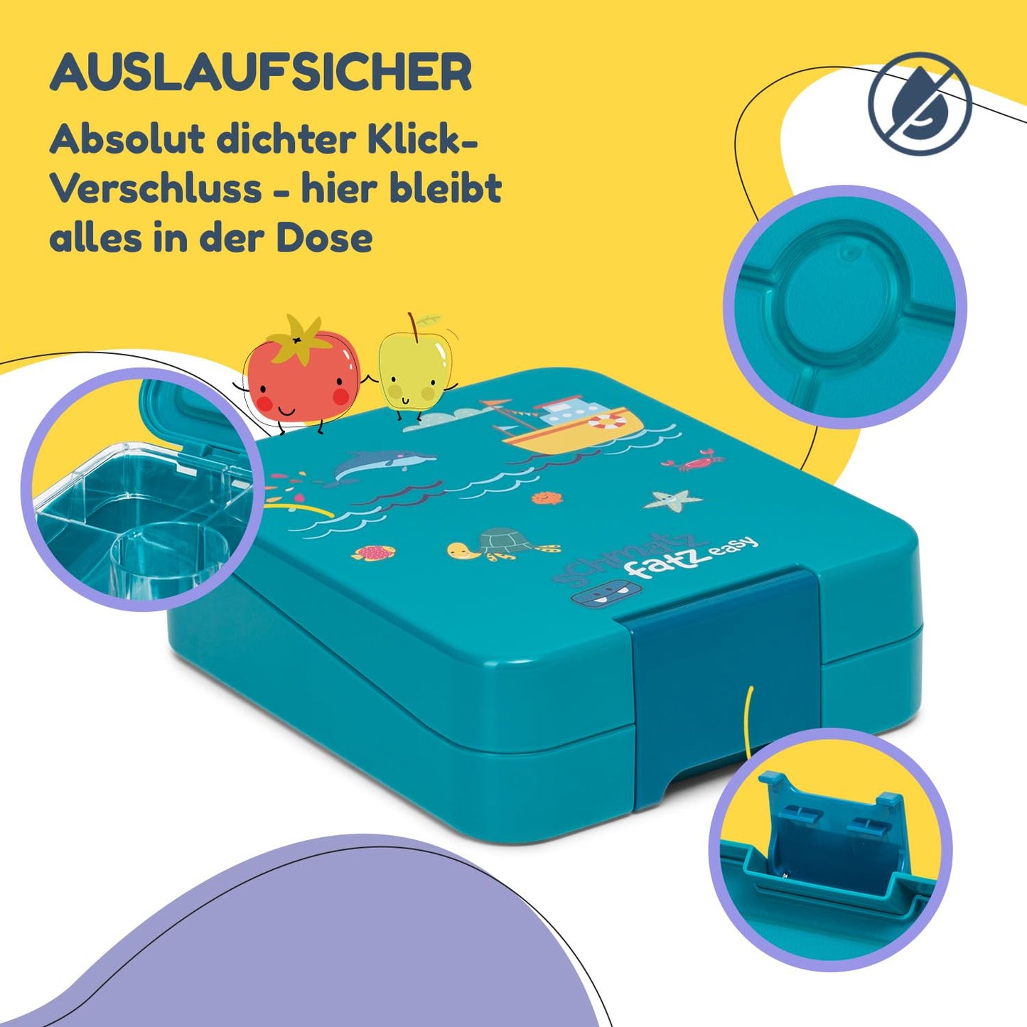 Easy snack box for kids with compartments, divided and leak-proof lunchbox for kindergarten/daycare, bento box for children, safe snack container lunchbox.