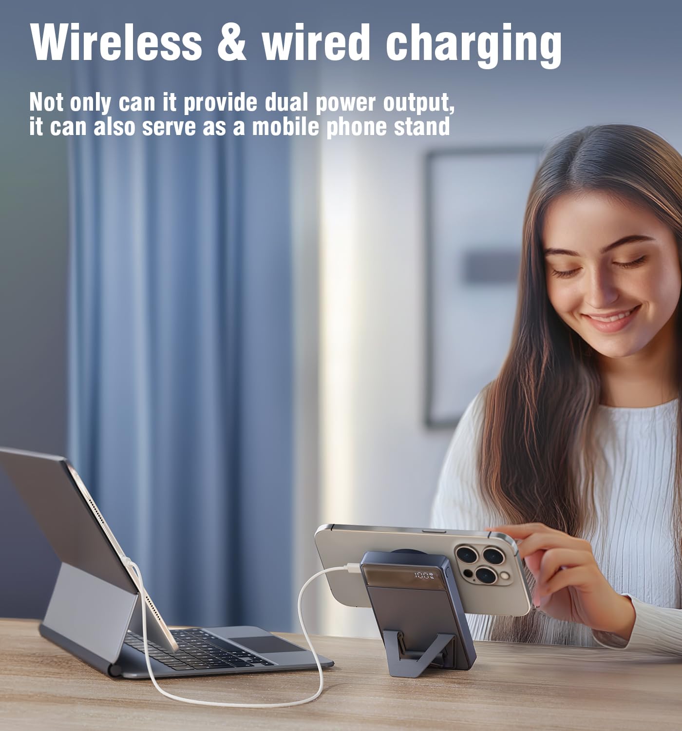 Vunzo Powerbank for iPhone, For Magsafe Mobile Power Bank 12000mAh – PD20W fast charging magnetic power bank with foldable LED display for iPhone 15/14/13/12 Series For Huawei.