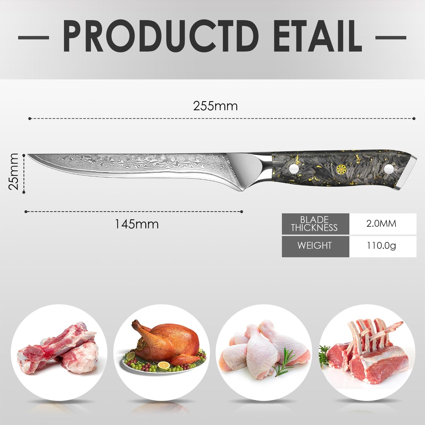 Home Safety Damascus Boning Knife - Damascus Fillet Knife I Extra Sharp 5.7" Blade Made of 67 Layers VG-10 Damascus Steel I Hand-Forged Fish Knife, Gift Box