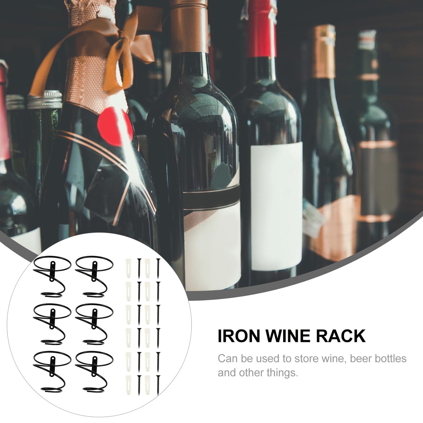 6-piece wall wine racks metal hanging red wine bottle display holder single wine bottle racks organizer for cellar living room