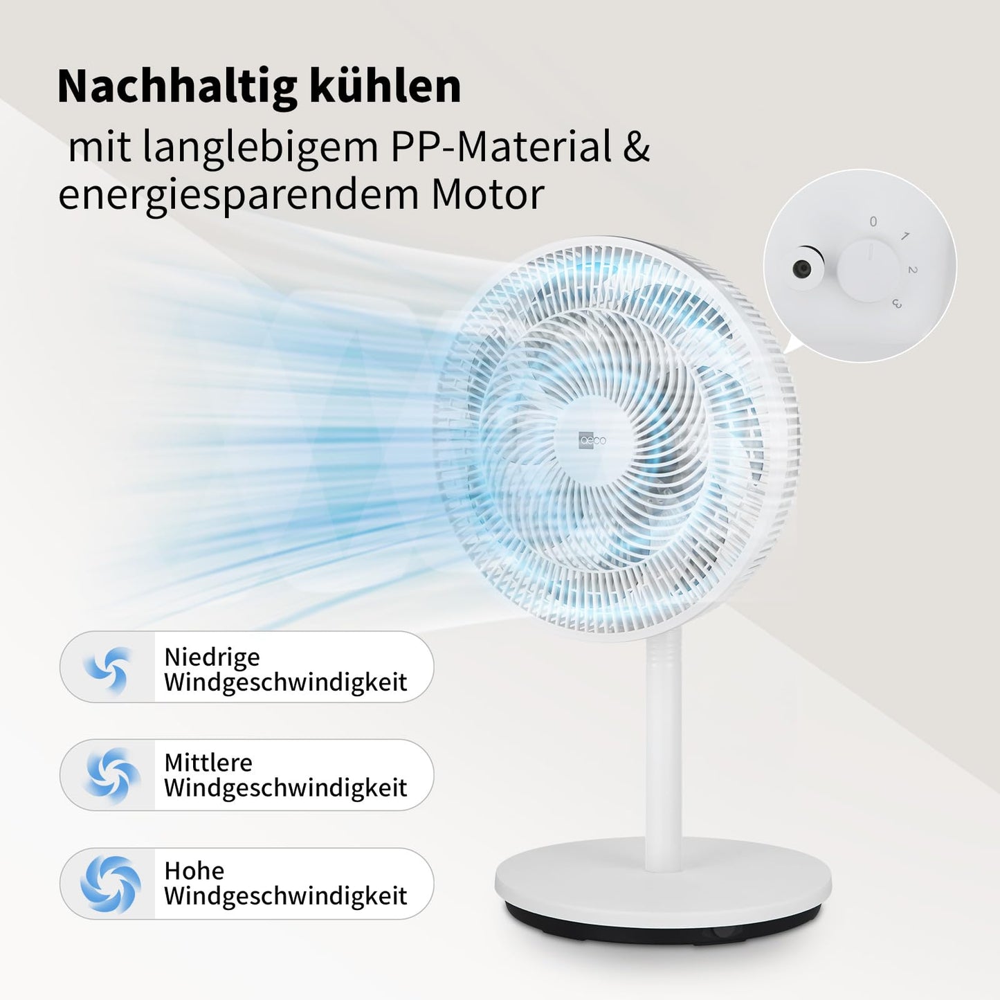 aeco AirX-Flow 100 Stand Fan 2-in-1 Stand & Table Fan 3 Speed Settings Adjustable Height Oscillation 85° 55W Powerful 7-Blade Fan Circulates Air