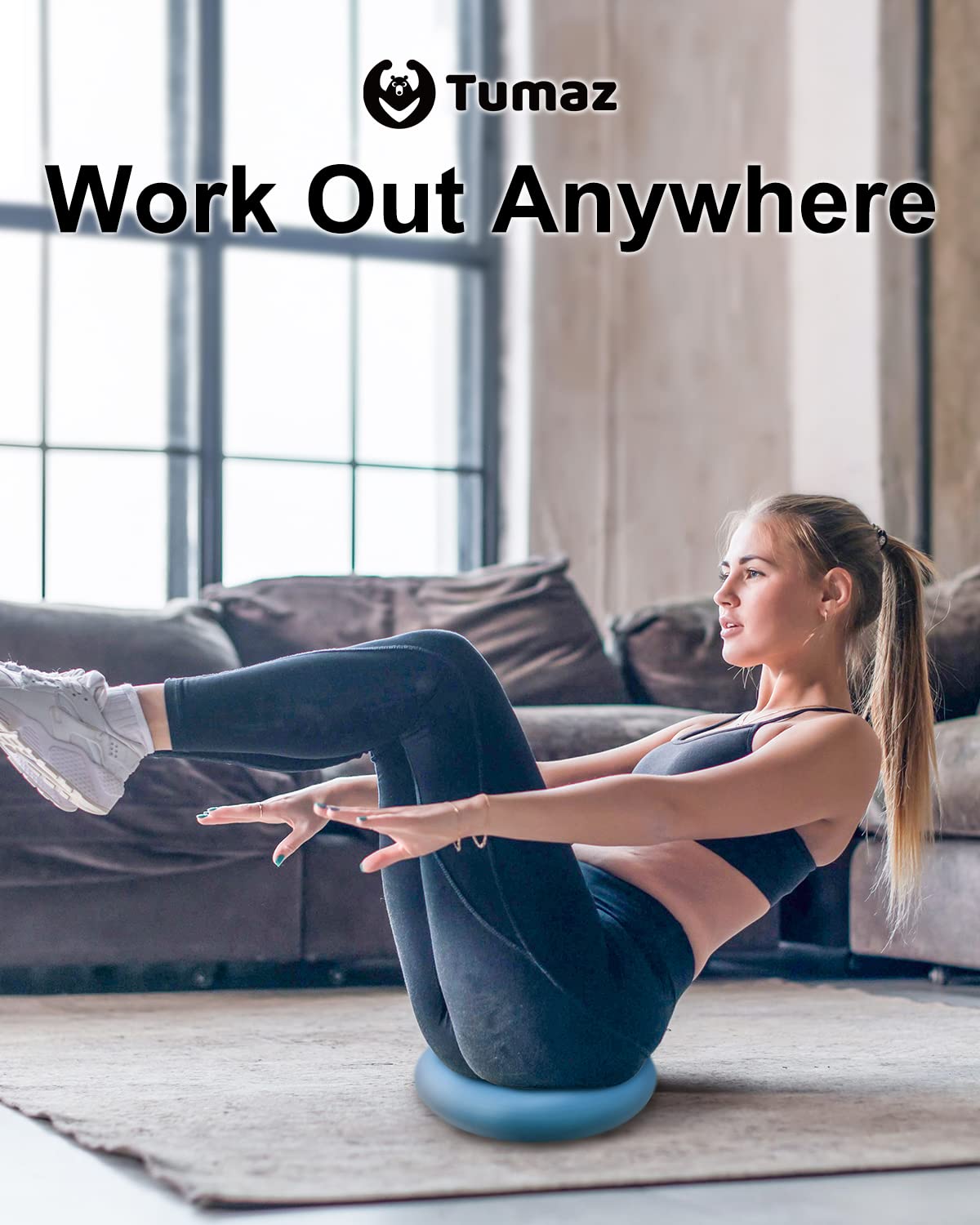 Tumaz Ball Cushion improves posture and increases focus. Air cushion for physical therapy, relieves back pain and strengthens core muscles.