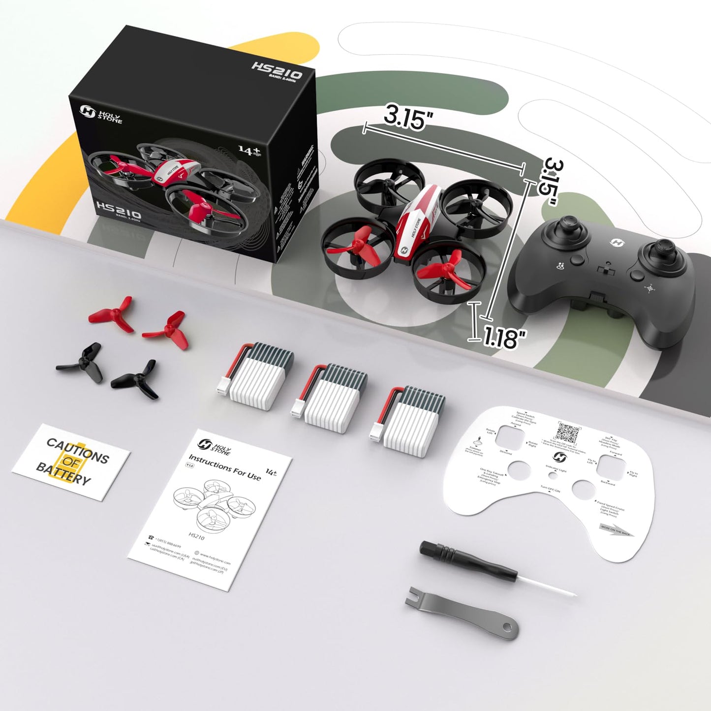 Holy Stone HS210 Mini Drone for Kids Beginners, RC Quadcopter with 3 Batteries Long Flight Time, Automatic Altitude Hold, 3D Flips, Headless Mode, One Key Start Gift Toy for Boys Girls Red, C0