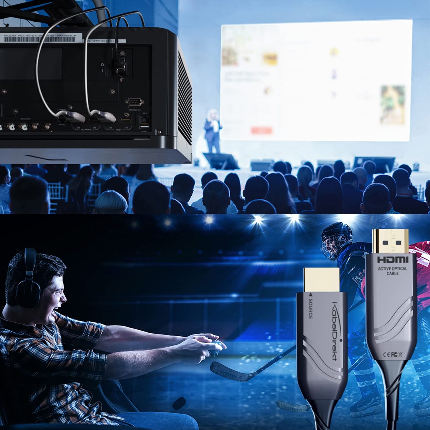 KabelDirekt - Optical 8K HDMI 2.1 Cable, HDMI Fiber Optic Cable - 15m - HDMI certified with 0% signal loss for highest quality (8K@60Hz, Ultra High Speed/48G, flexible fiber optic)
