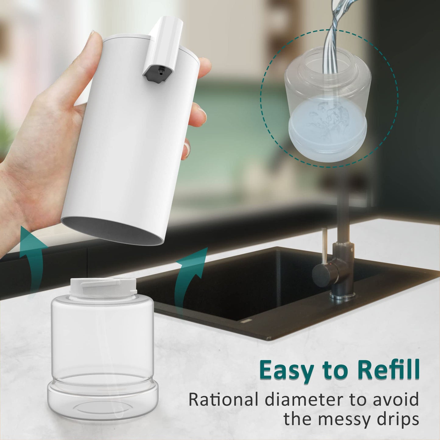 Automatic Foam Soap Dispenser Electric: YISH White Electric Soap Dispenser with Sensor Touchless Foam Soap Dispenser 260ml for Kitchen Bathroom USB Rechargeable