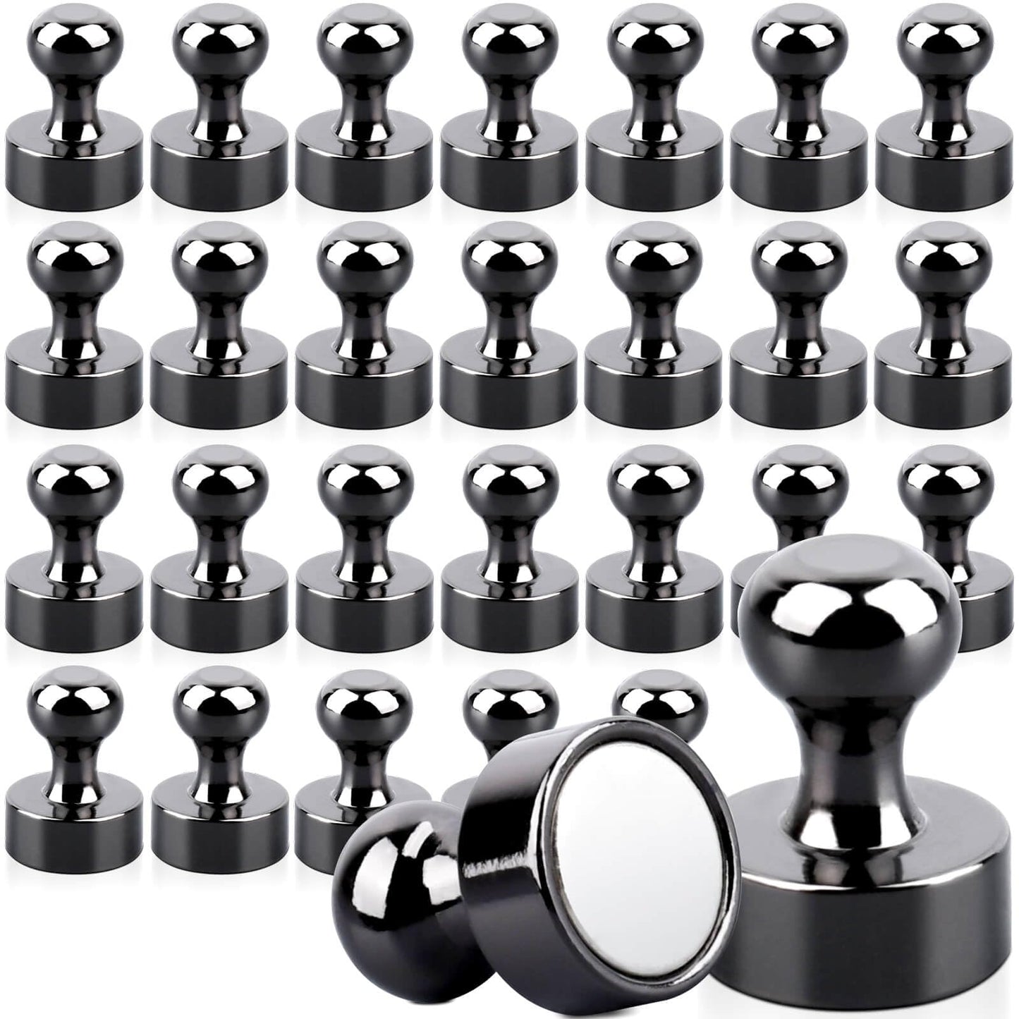 28 small magnets, strong neodymium magnets, extra strong, shiny black decorative magnets for magnetic board, strong refrigerator magnets for whiteboard, refrigerator, card, and kitchen decoration.