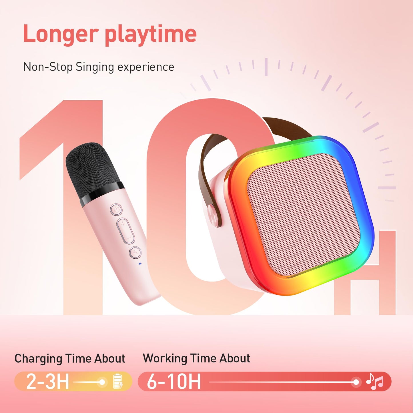 Karaoke machine for kids, gift for girls 3-12 years, karaoke kids toy for girls 3-12 years, karaoke machine with 2 karaoke microphones for kids, pink