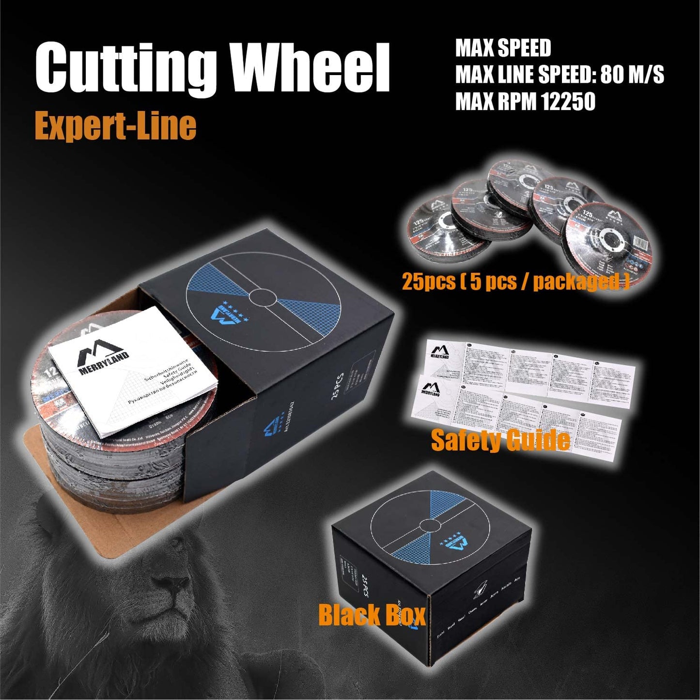 Merryland Cutting Disc 125 Metal Steel Stainless Steel for Angle Grinder, 125 X 3.0 mm Flex Disc Offset 25 Pieces, Expert Line E21083042