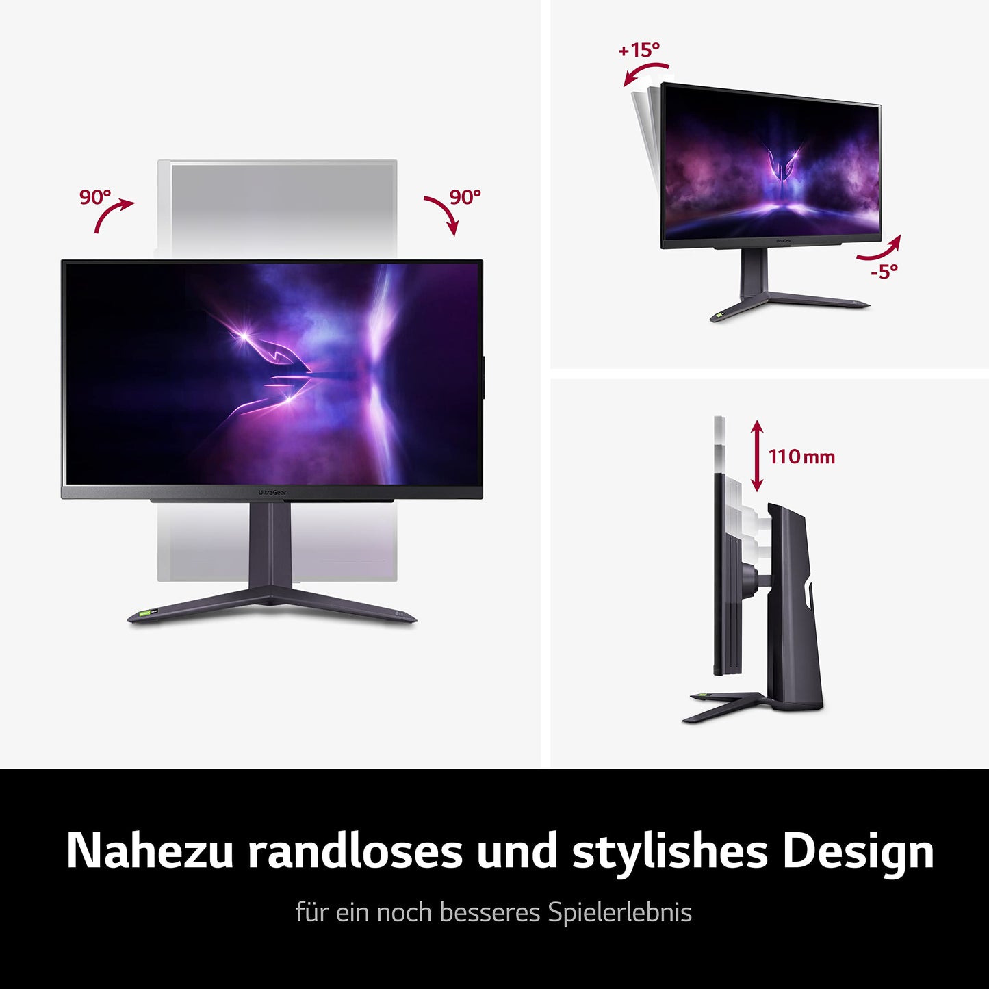 LG Electronics 27GS75QX-B.AEU UltraGear™ QHD Gaming IPS Monitor 27" (68.4 cm), 2560 x 1440, 16:9, 1ms GtG, 180 Hz, HDR10, 300 cd/m² brightness (typ.), NVIDIA G-Sync Compatible, AMD FreeSync - Black