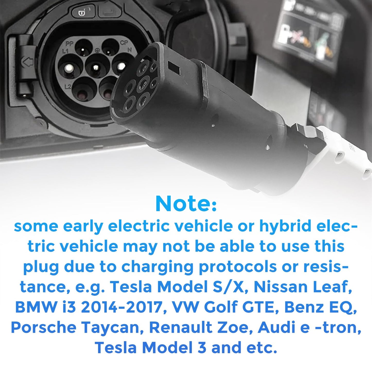 Opaltool EV Charging Cable Car Charger Adapter Type 1 to Type 2, 32A SAE J1772 to IEC 62196 (Mennekes) Car Charger Converter Electric Vehicle Charging Adapter