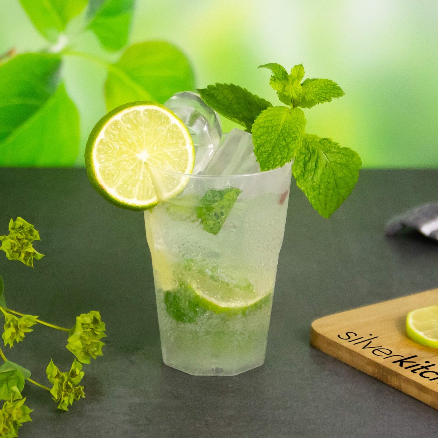 Silverkitchen 50x cocktail cups 0.2l reusable - stackable, dishwasher-safe plastic cups for cocktails & aperitifs, BPA-free with measuring line - Made in Germany.