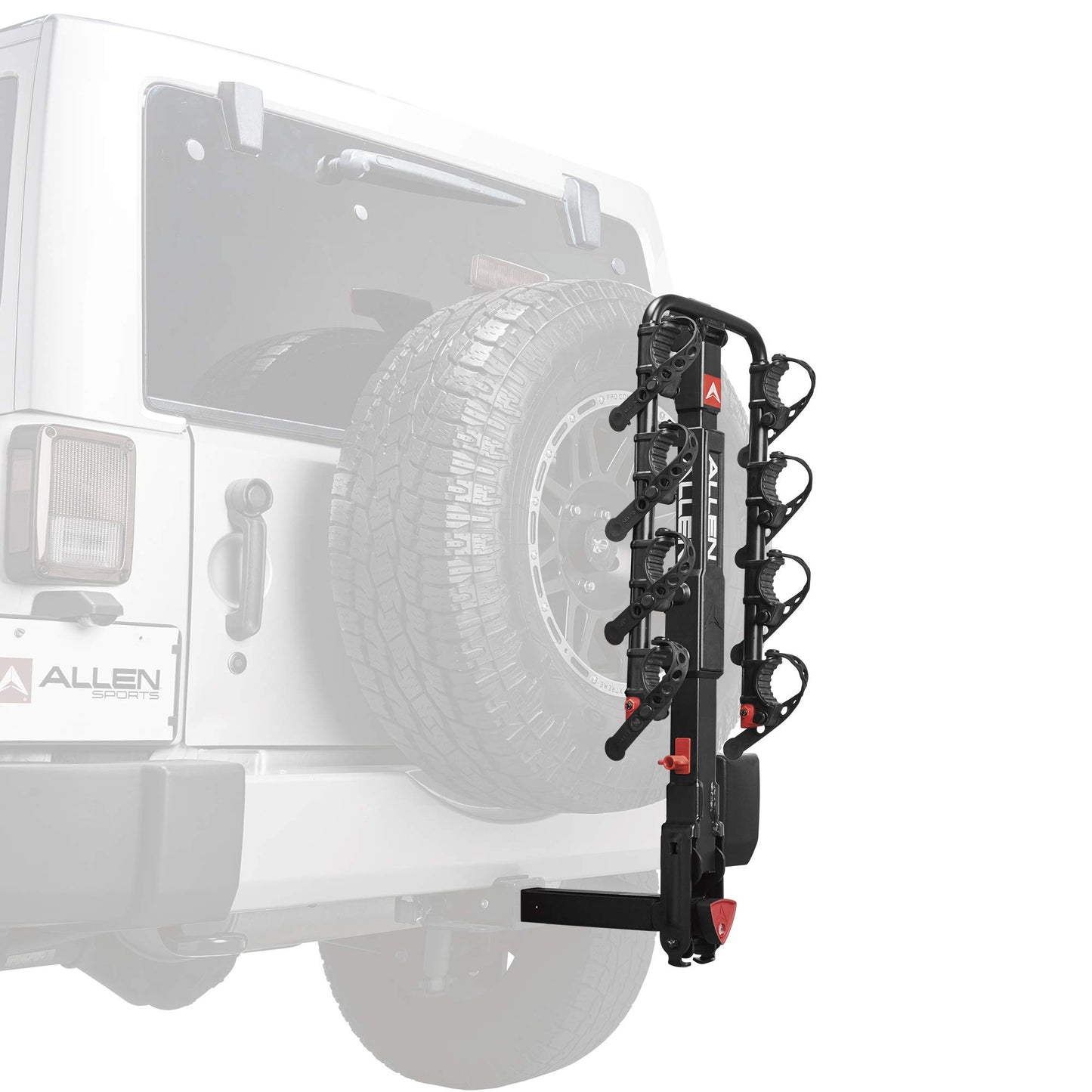 Allen Sports Premier 4-Bike Rack for 2-Inch Hitch with Spare Tire, Model 400QR, Black
