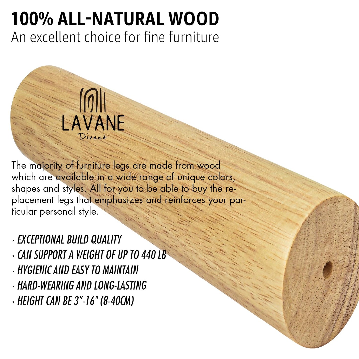 La Vane 4 Pack Solid Wood Furniture Legs 30cm - Angled Tapered Table Legs with Mounting Plates & Screws - Replacement Feet for Sofa, Bed, Cabinet, Couch, Chair (Wood, Natural)
