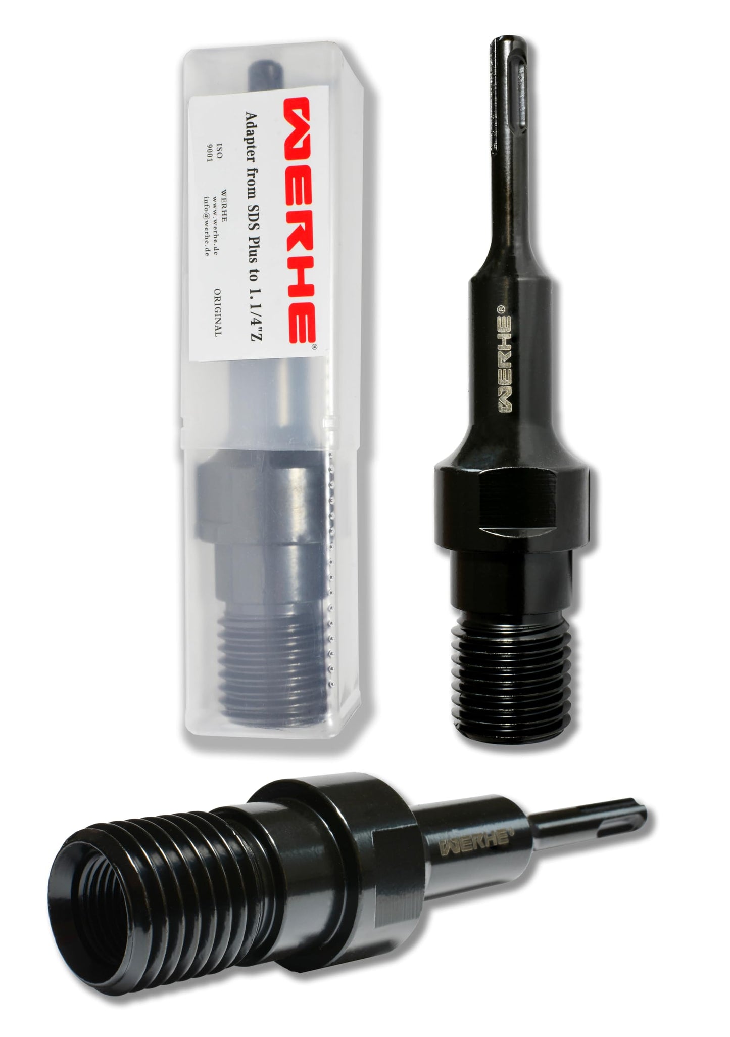 WERHE® adaptor diamond core drill SDS Plus to 1 1/4" UNC with 1/2" thread - robust tool for drilling machines