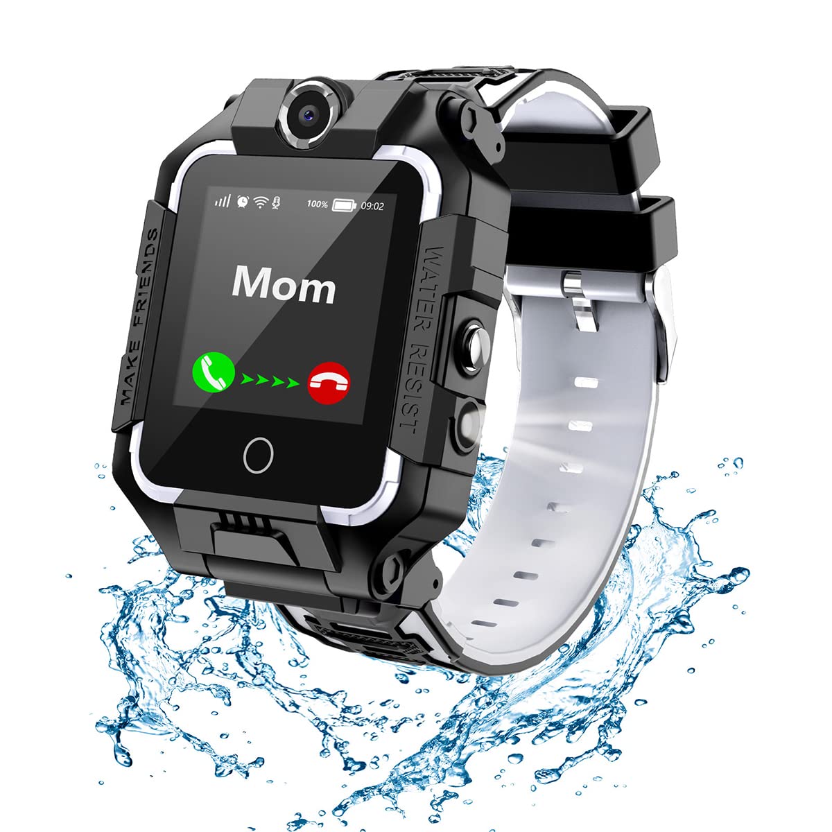 Children's GPS tracker smartwatch for boys and girls, 4G video & phone call with 360° rotation, kid's GPS watch for 4-12 years old, perfect for Christmas & birthday gifts (T10 black)