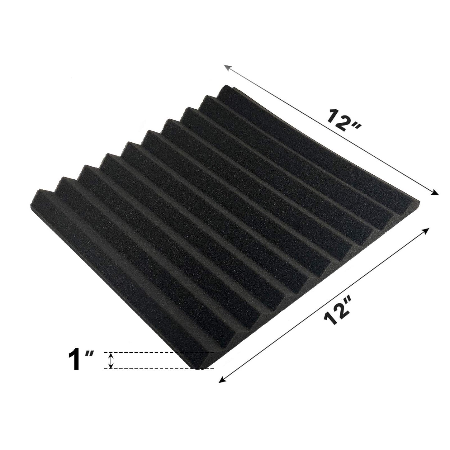JBER 48 pieces Acoustic Foam Acoustic Panels, 2.5 x 30.5 x 30.5 cm Sound Absorber Acoustic Foam Soundproofing for Recording Studio, Black