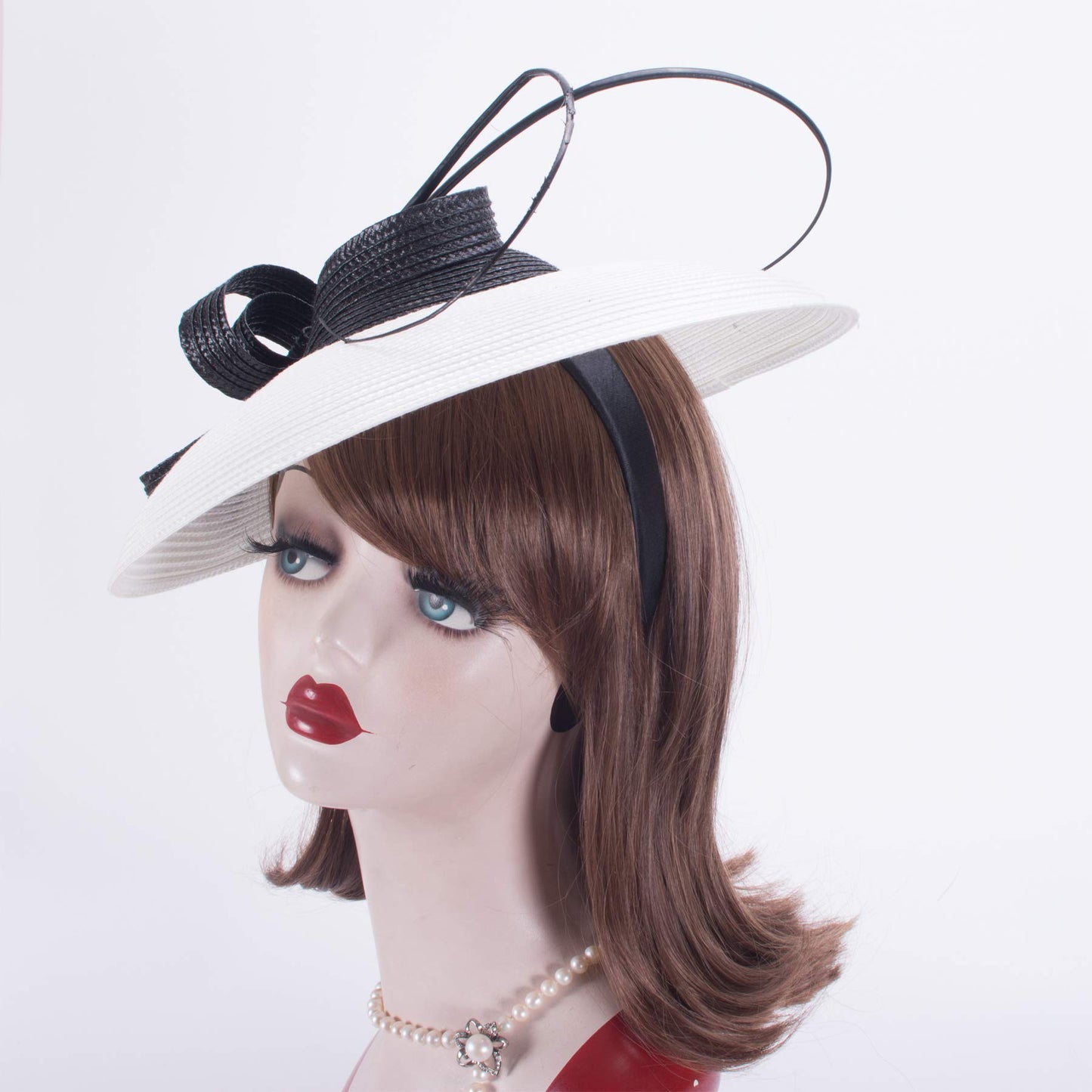 Lawliet Fascinator for women, for weddings, church races, headpiece, T427, white, one size