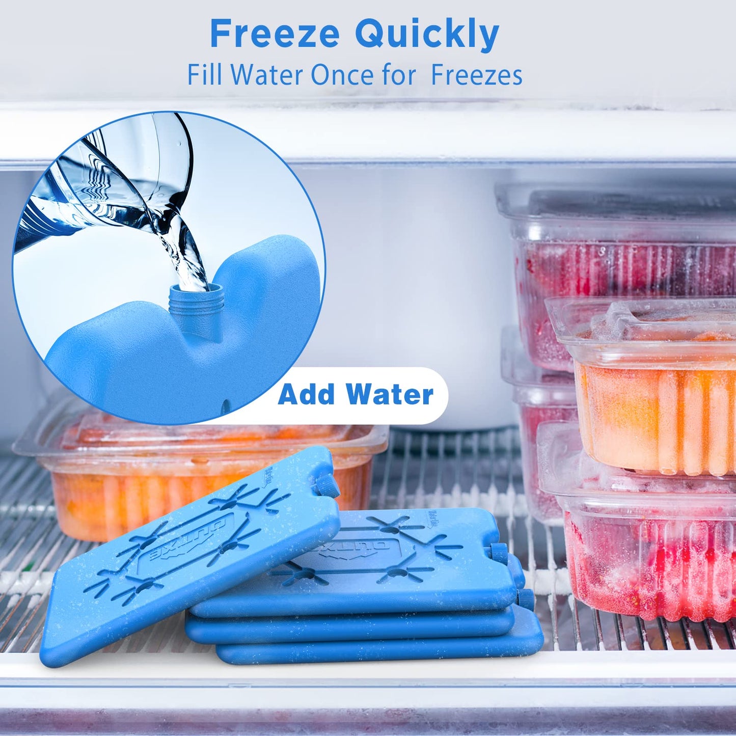 OUTXE 8-pack Ice Packs for lunch, cooler bag, and small cooler - Ice packs for cooler bag - Extra Thin & Long Cooling Performance on the go