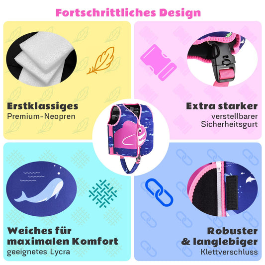 YIKANWEN Neoprene life jacket for kids & babies, ideal swim aid for boys & girls aged 1-3 years and 11-19 kg (S)