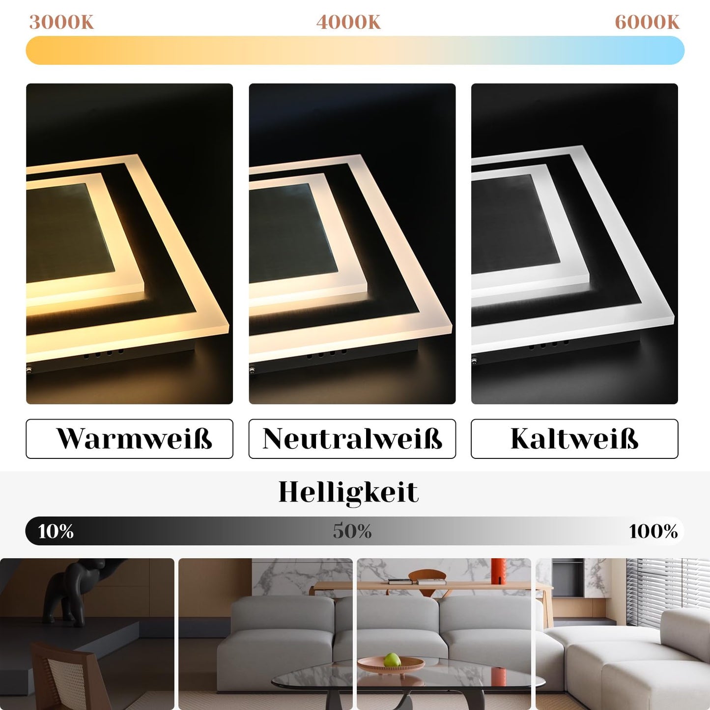 ZMH LED ceiling light living room - living room lamp 23W dimmable with remote control 30cm acrylic bedroom lamp modern design stepless square for bedroom kitchen hallway office dining room