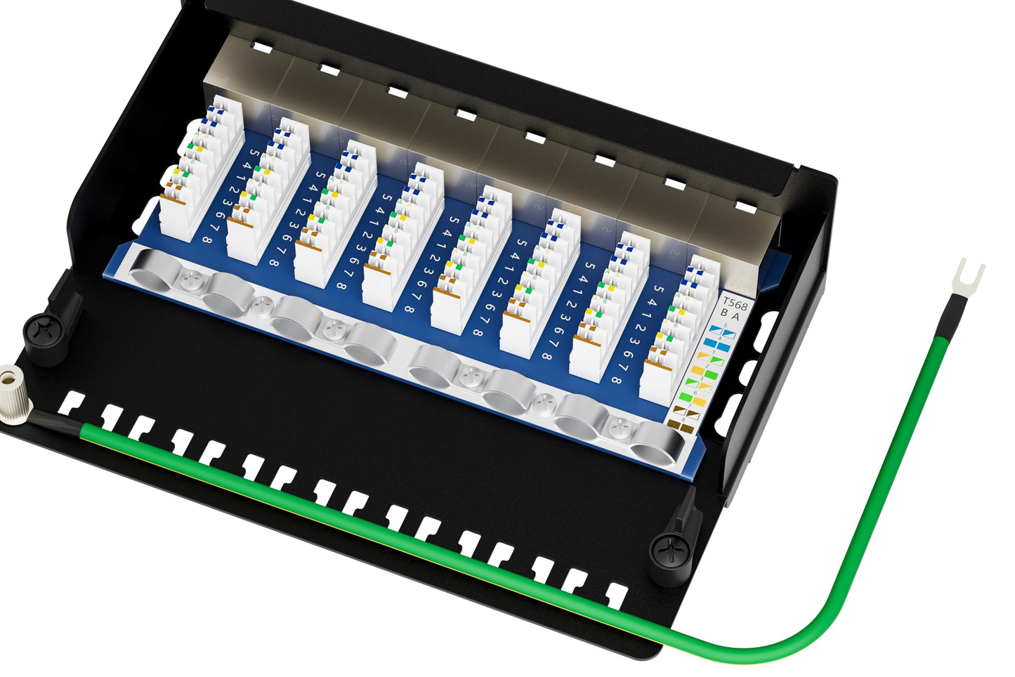 FGB CAT 7 Patch Panel Distribution Box 8 Port - Table/Wall Mount/Desktop Shielded 8X RJ45 Socket - LSA Distribution Box for Gigabit Network Switch.
