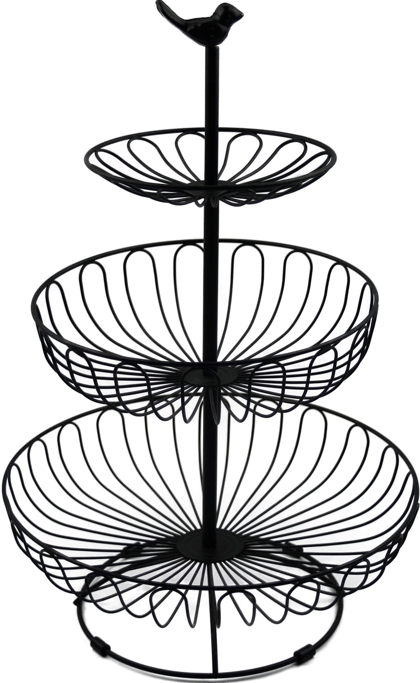 Auroni delicate fruit tier round 3-tier fruit basket fruit bowl metal - black - modern - decorative for more counter space eye-catcher - country style