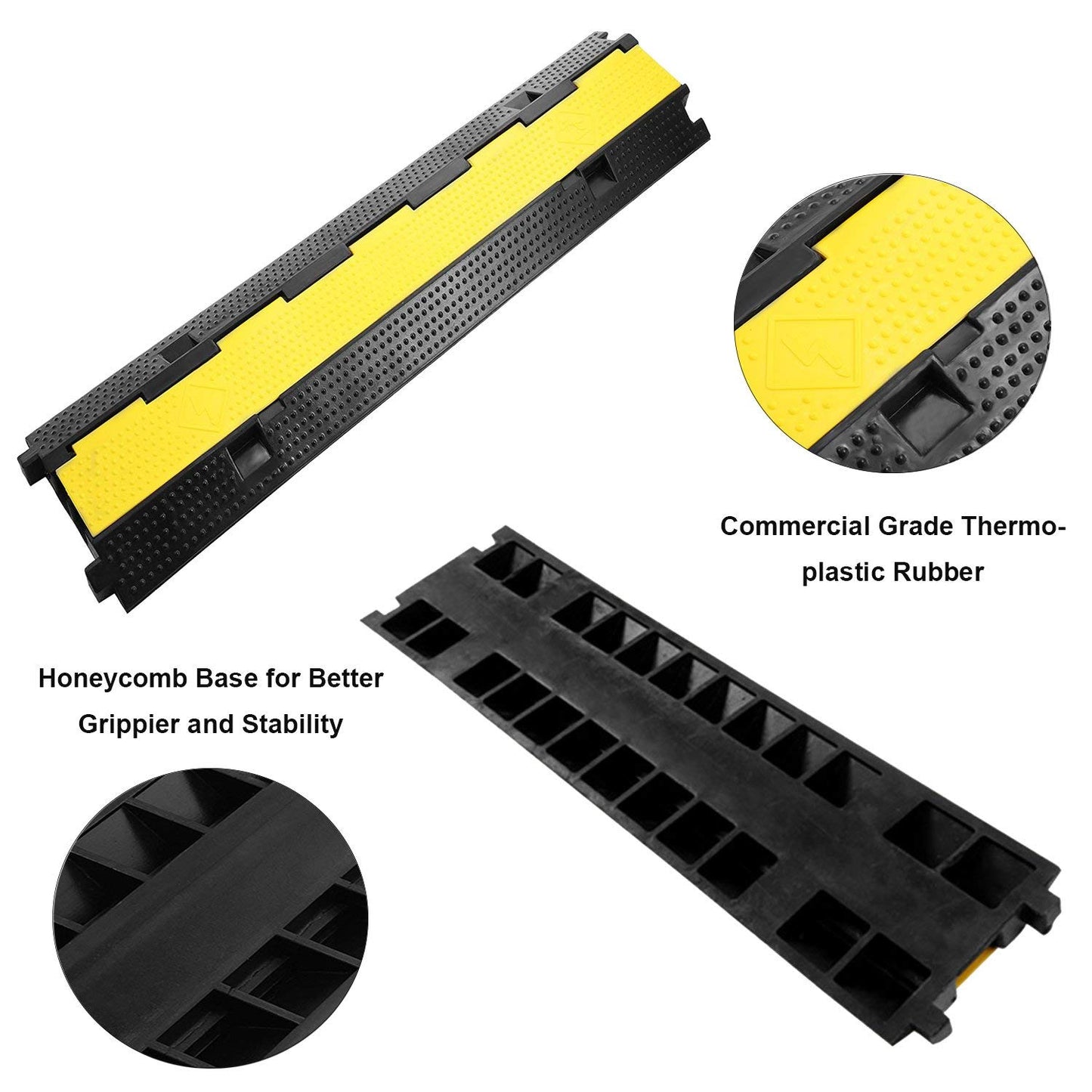 2-channel cable bridge 3-piece hose bridge set crossing protection cable channel floor channel bridge ramp protector floor cable cover made of rubber