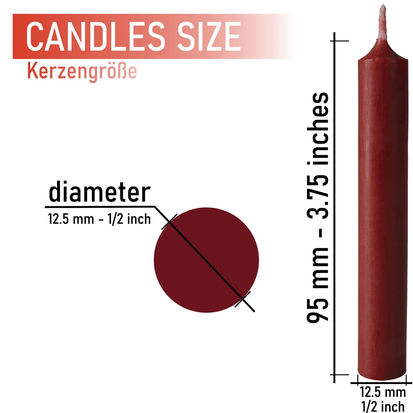 BRUBAKER 100 pack of tree candles wax - Christmas candles pyramid candles tree candles - Dark red